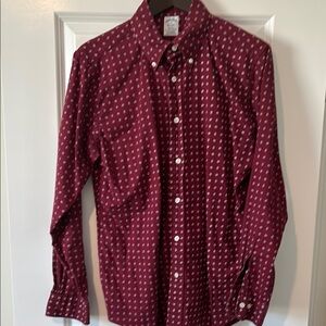 Red Brooks Brothers Casual Button Down Shirt with Polka Dot Pattern